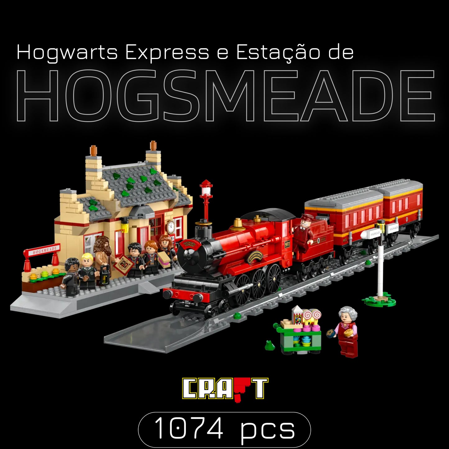 O Expresso de Hogwarts e Estacao de Hogsmeade (1074 peças)