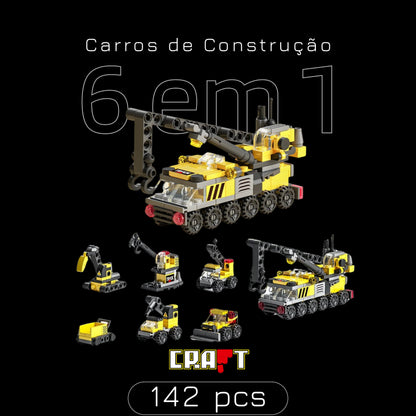 6 Carros de Construção em 1 (142 pçs) - Brics Craft