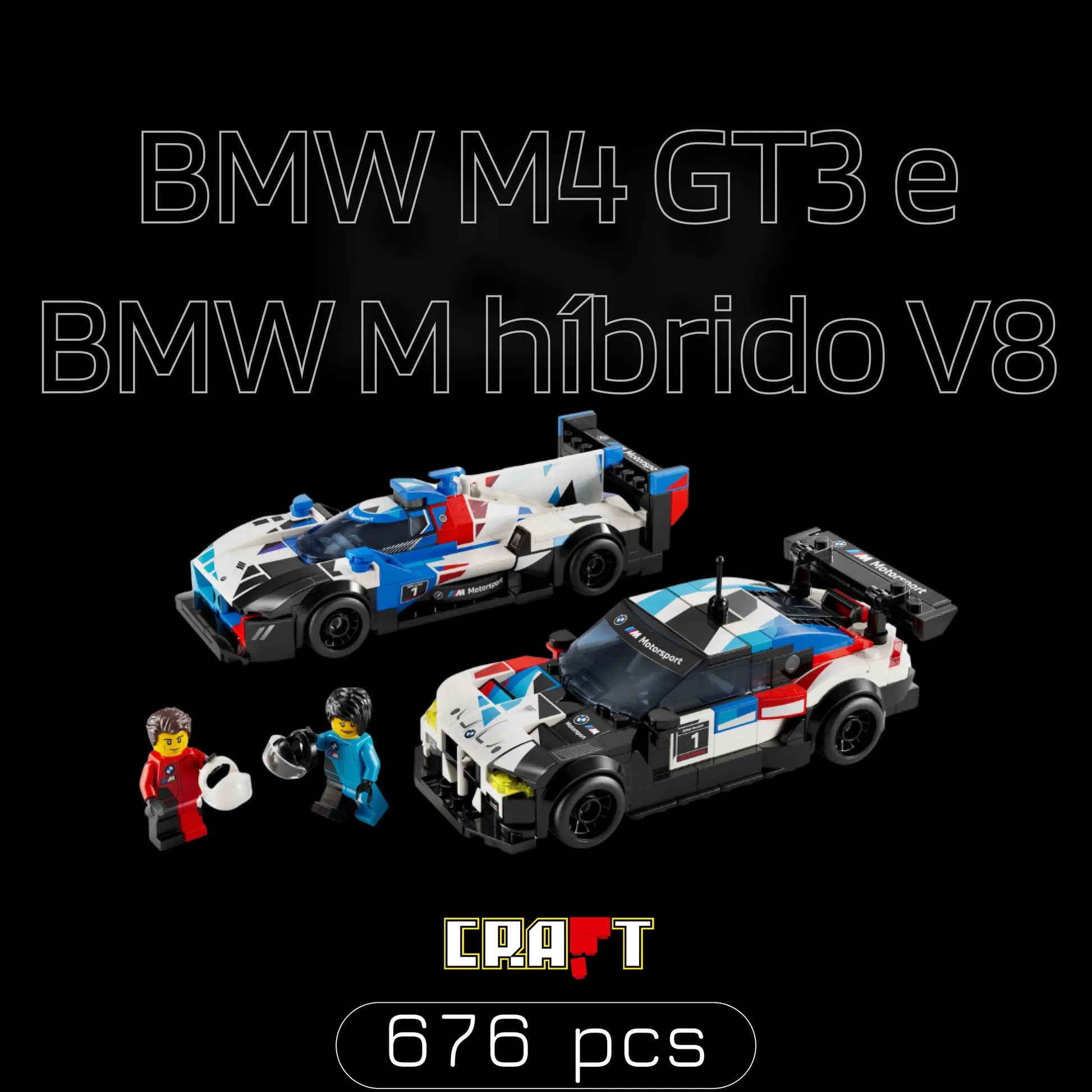 BMW M4 GT3 + BMW M Híbrido V8 (676 pçs) - Brics Craft