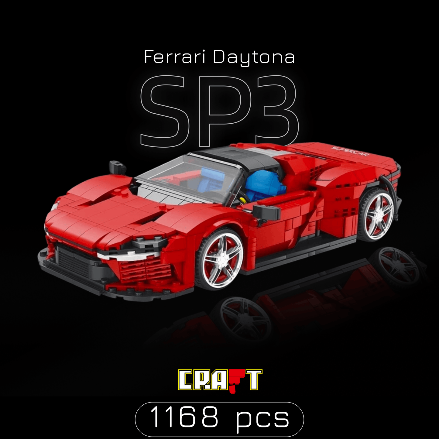 Ferrari Daytona SP3 Vermelha (1168 pcs) - Brics Craft