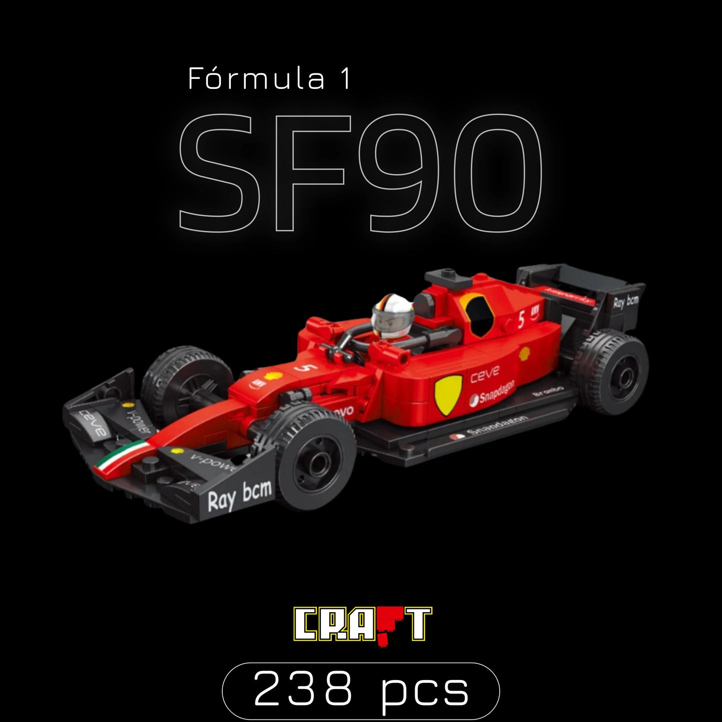 Fórmula 1 - Ferrari SF90 F1 (238 pçs) - Brics Craft