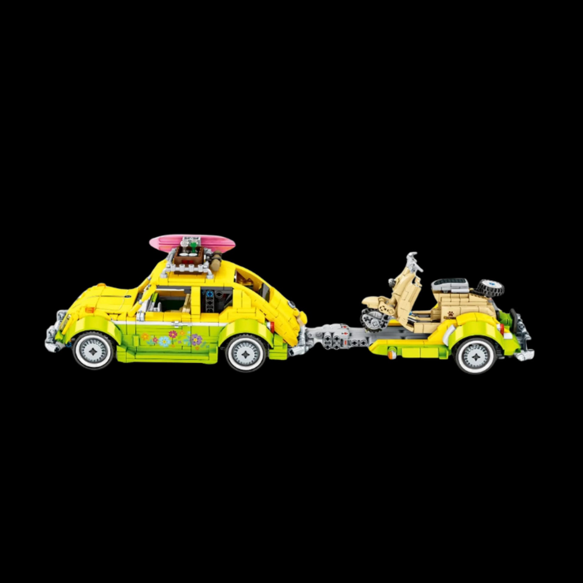 Fusca Hippie + Moto + Posto de Gasolina (1409 pçs) - Brics Craft