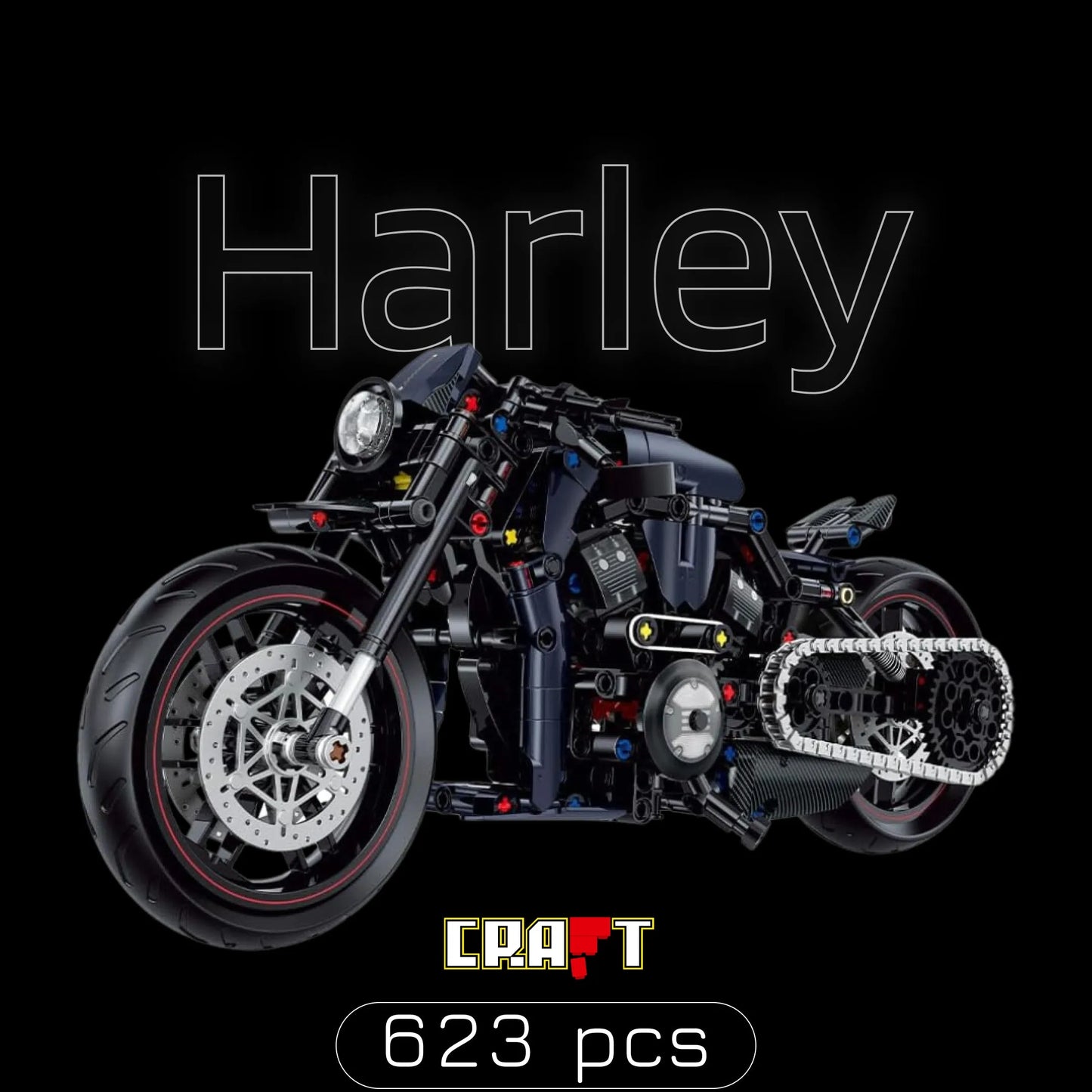 Harley Davidson Black Rod (623 peças) - Brics Craft