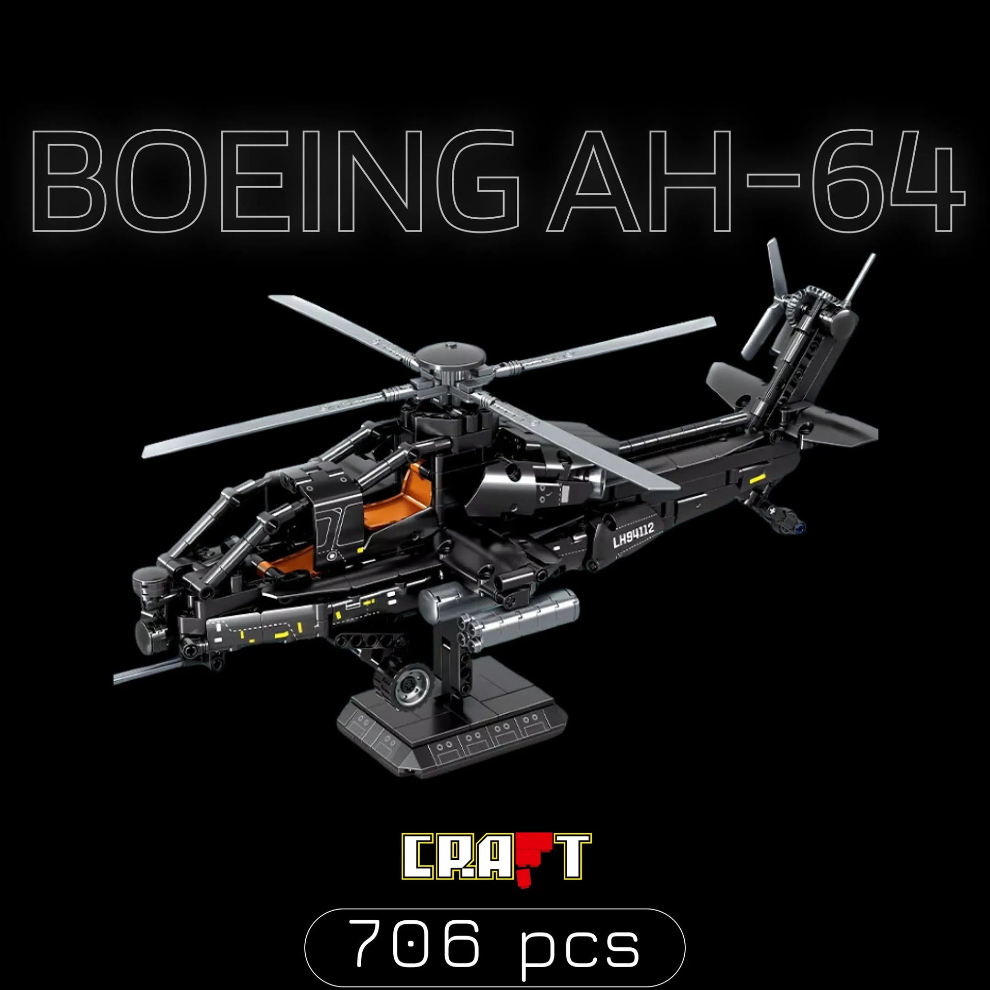 Helicóptero Boeing AH-64 Apache (706 pçs) - Brics Craft