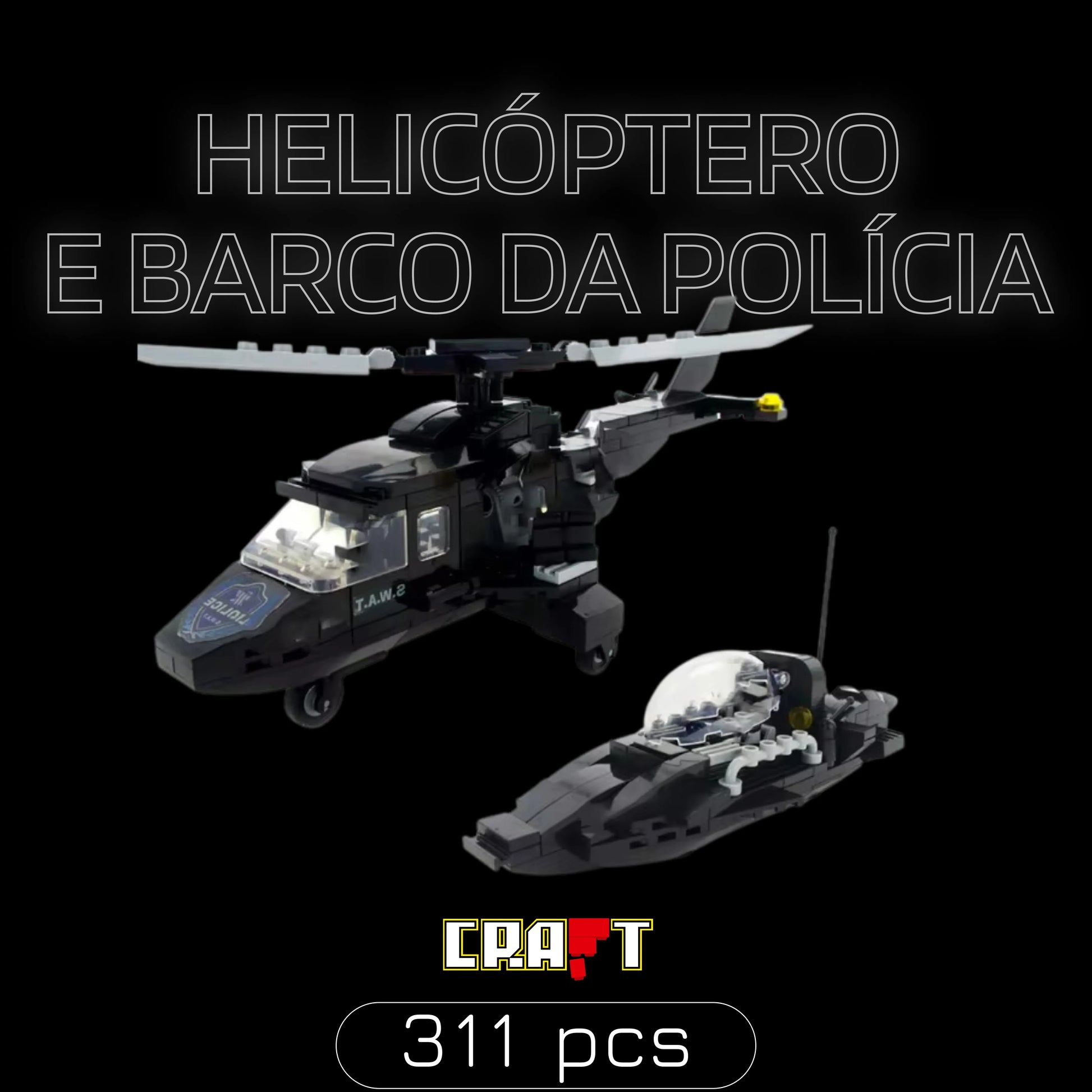 Helicóptero e Barco da Polícia (311 pçs) - Brics Craft