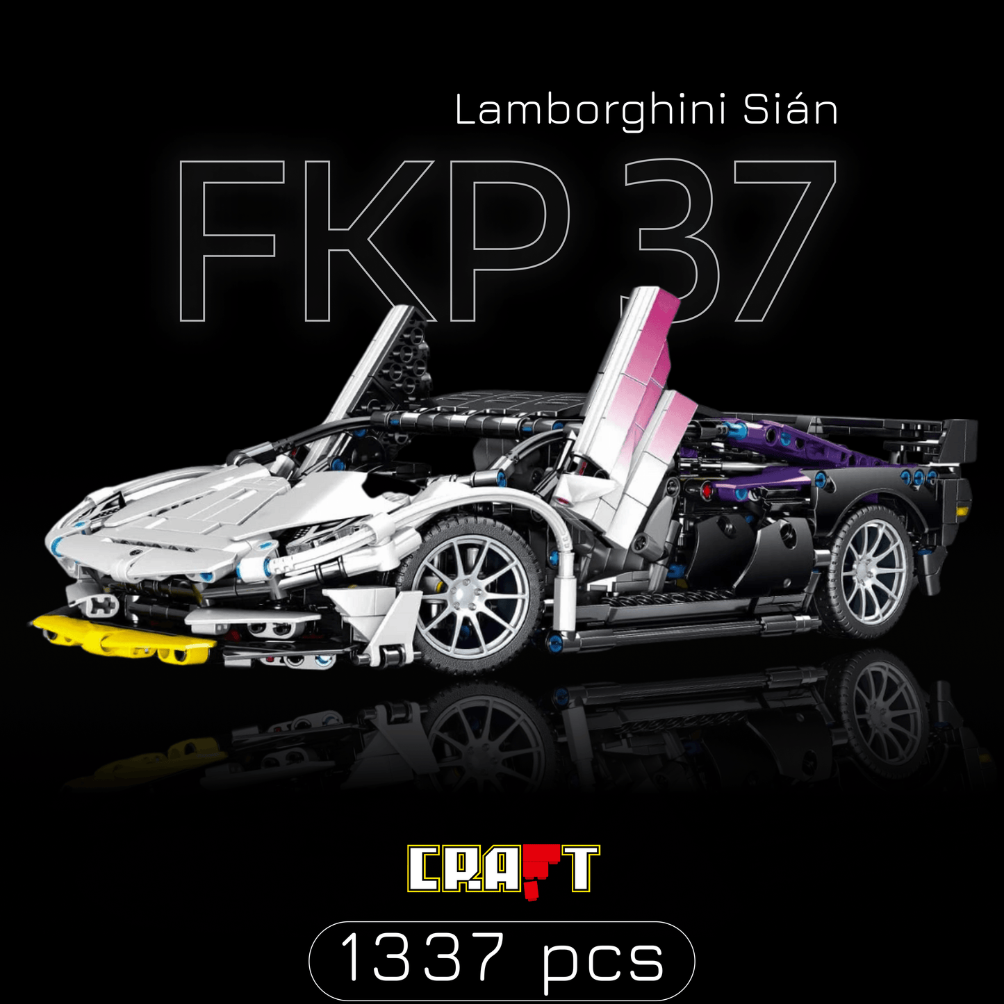 Lamborghini Sián FKP 37 Branco c/ Gradiente Roxo (1337 pcs) - Brics Craft