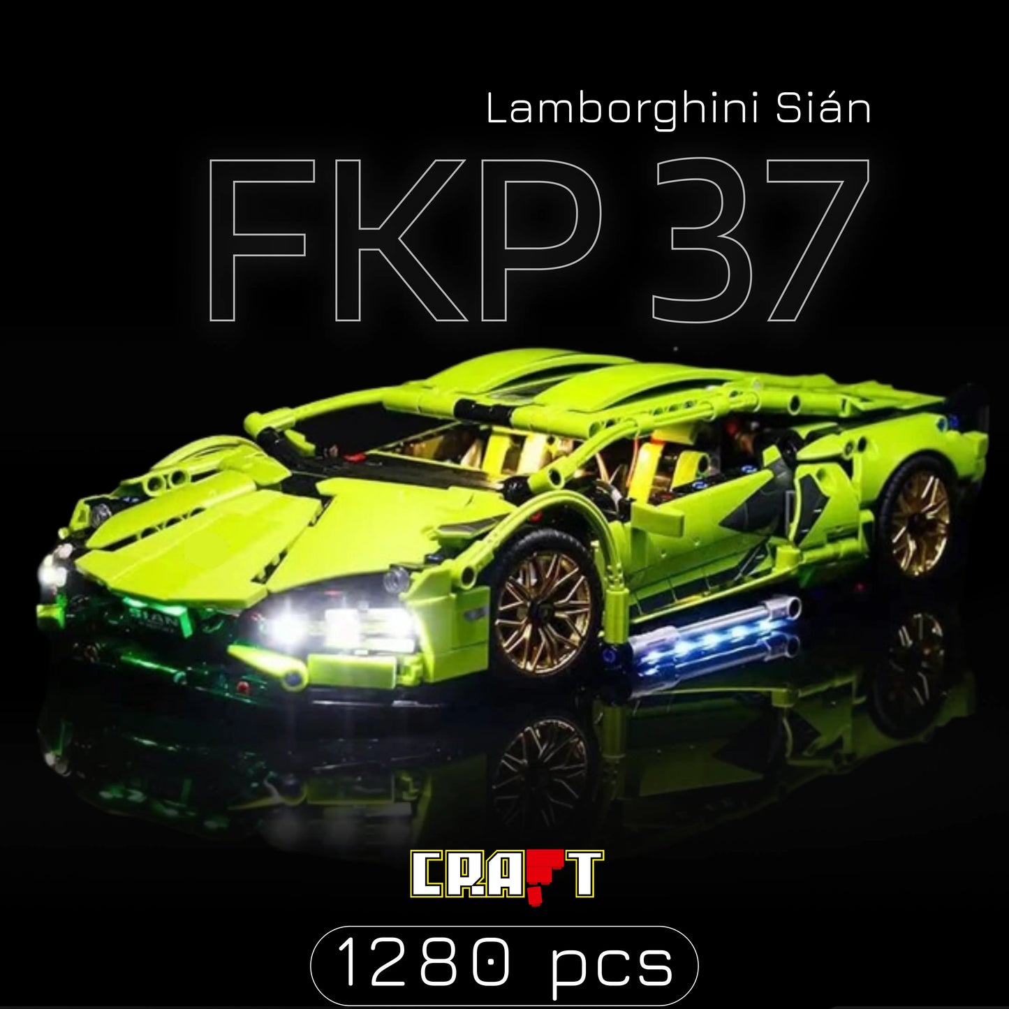 Lamborghini Sián FKP 37 com 1280 peças, 2 Motores RC, Faróis LED e Controle Remoto Wireless (58% OFF) - Brics Craft