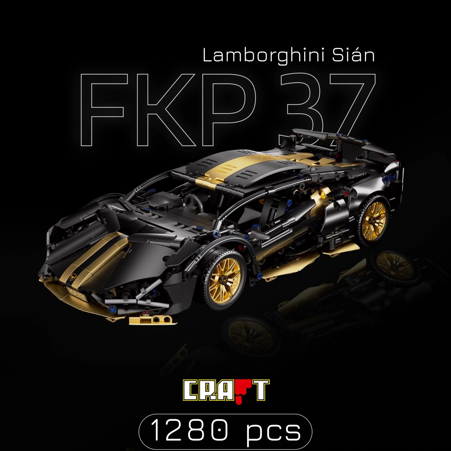 Lamborghini Sián FKP 37 Preto c/ Dourado (1280 pcs) - Brics Craft