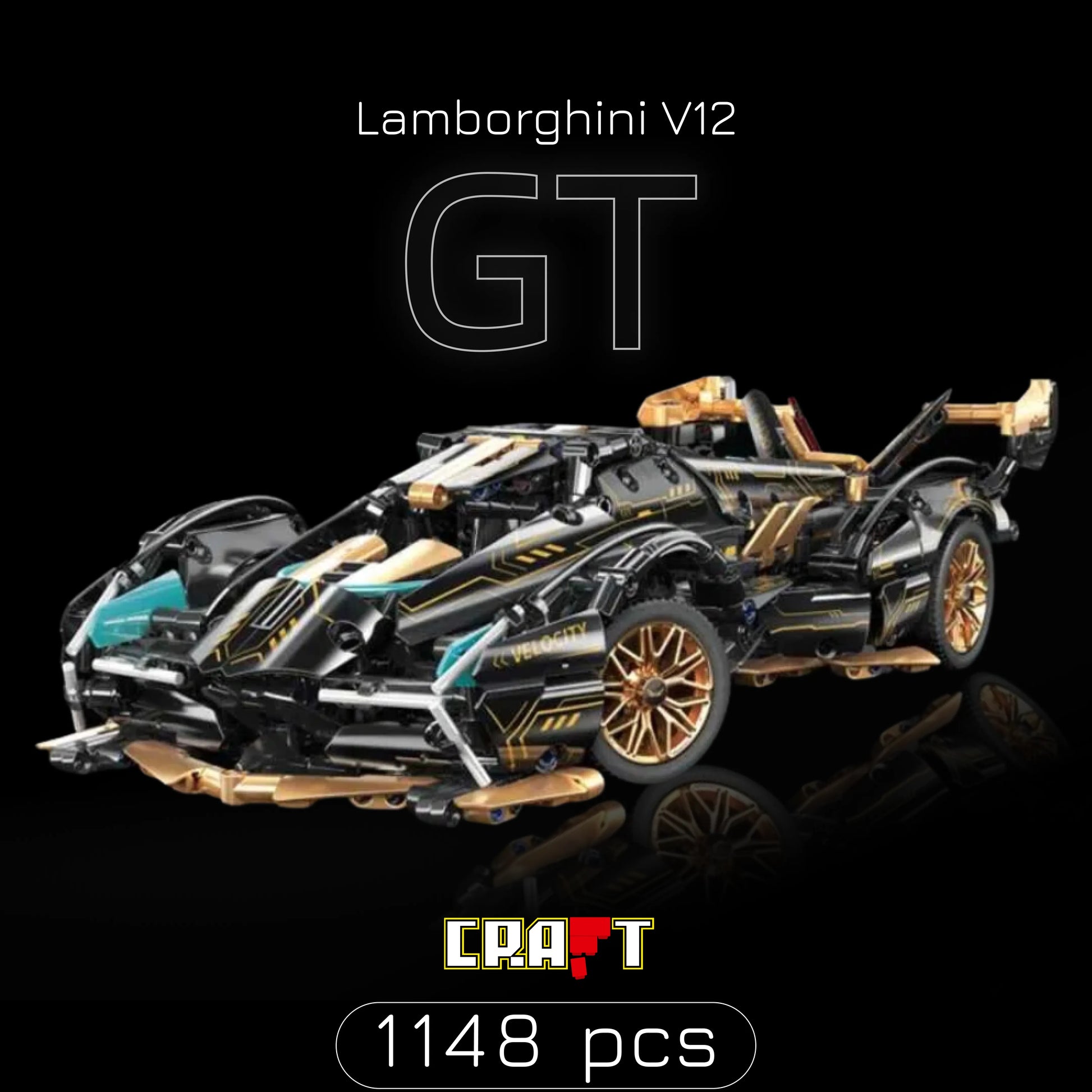 Lamborghini V12 Vision GT Preto (1148 peças) - Brics Craft