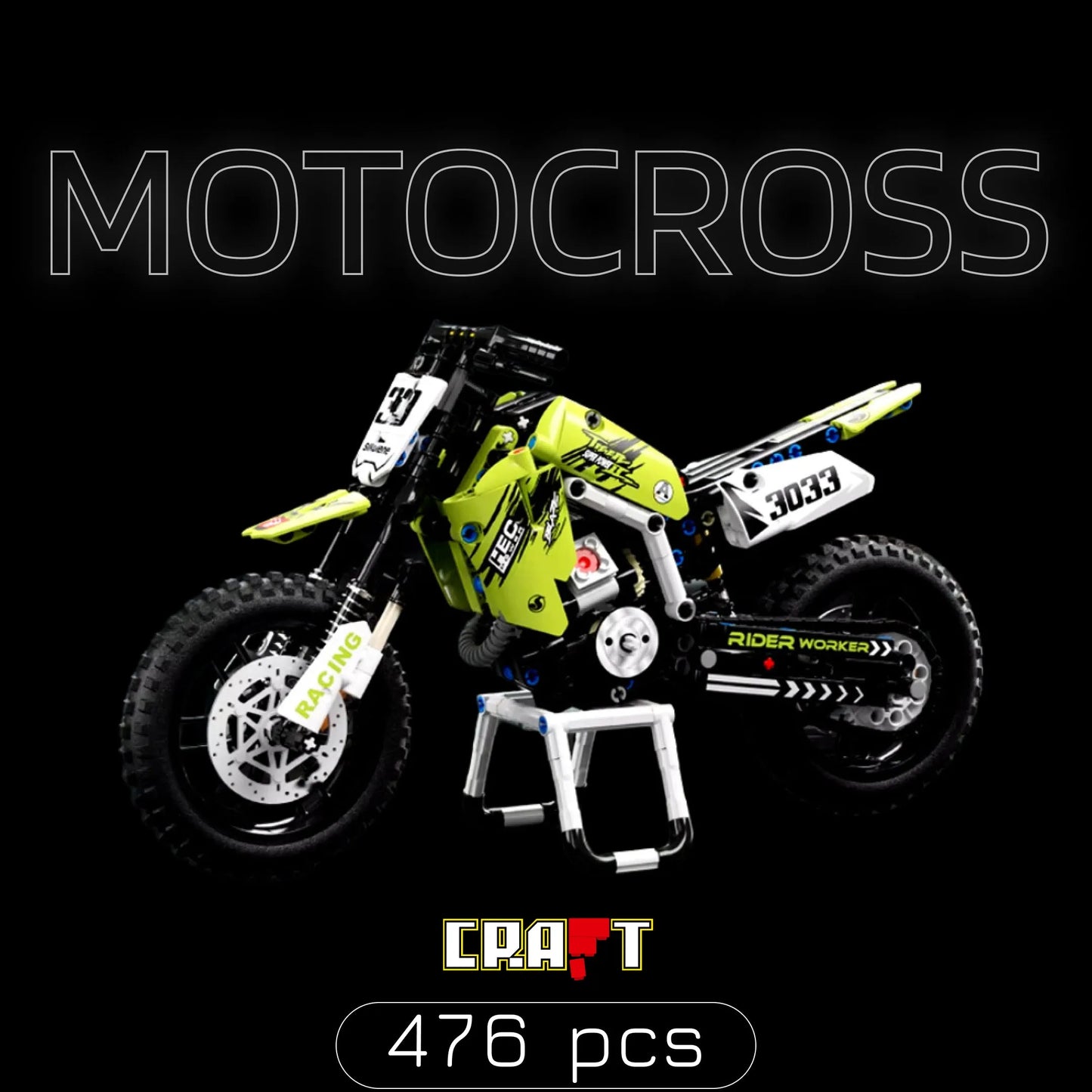 Moto de Motocross (476 peças) - Brics Craft