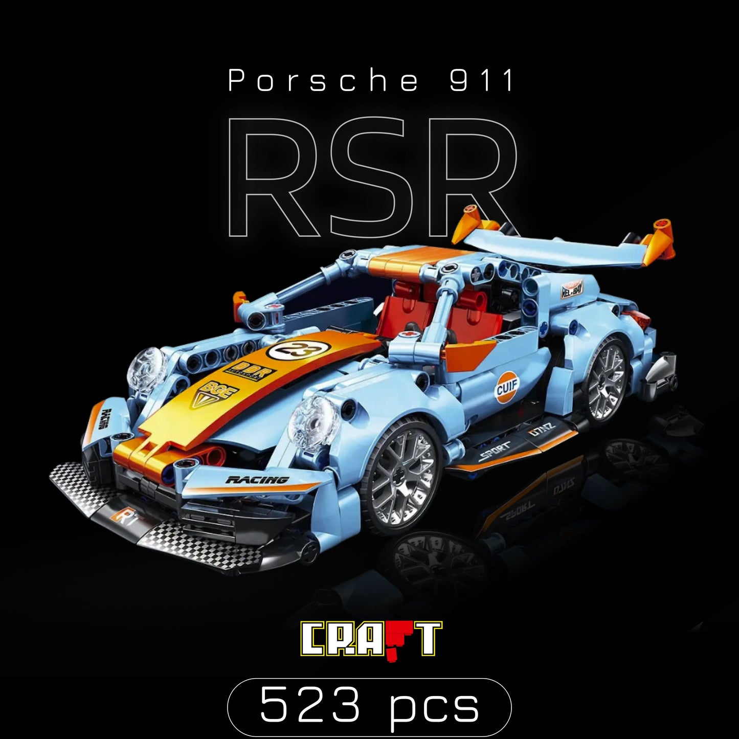 Porsche 911 RSR Azul (523 pçs) - Brics Craft