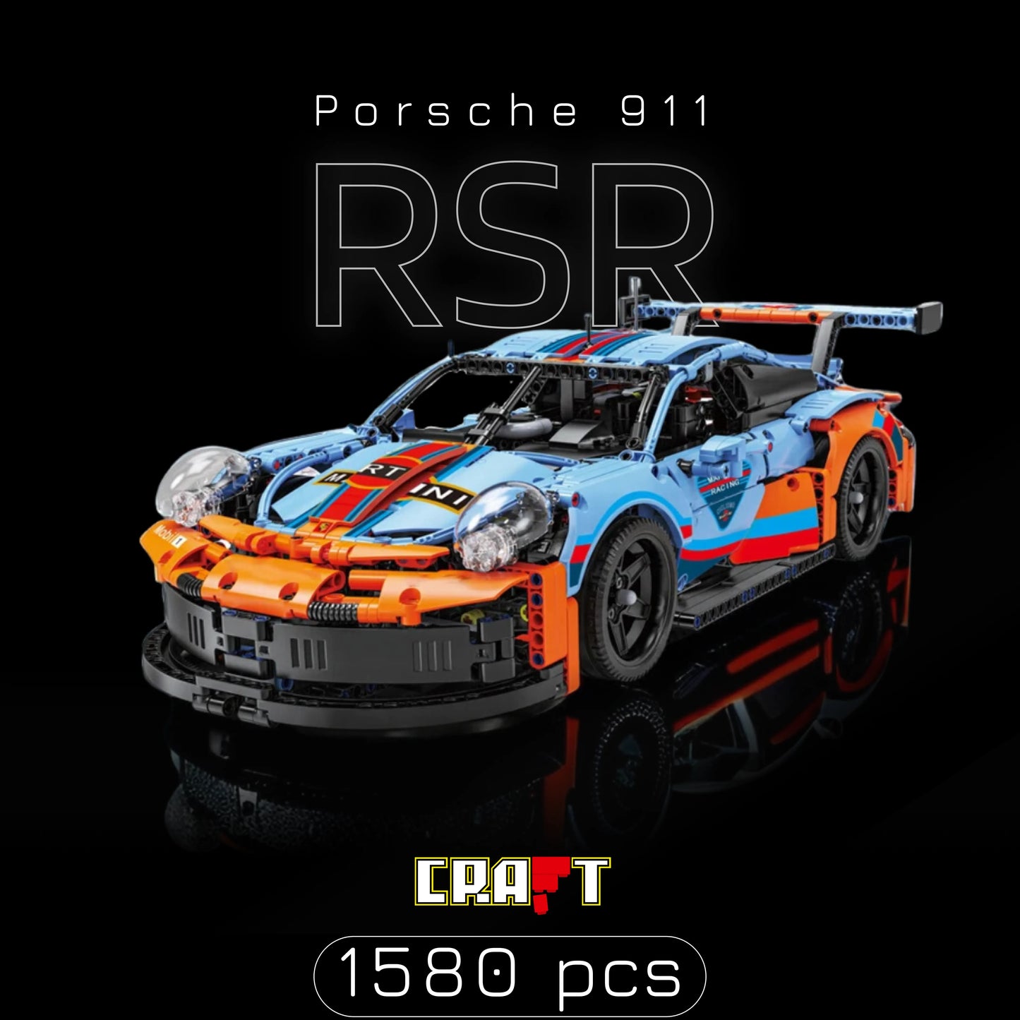 Porsche 911 RSR Azul Martini (1580 peças) - Brics Craft