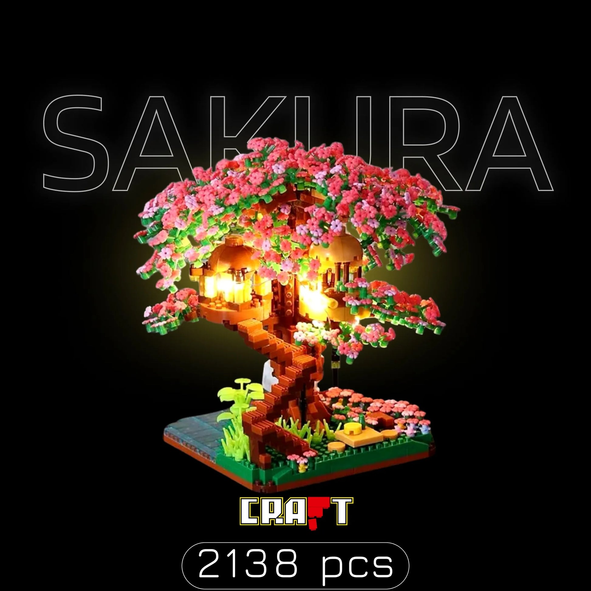 Sakura "Cerejeira" com Luzes (2138 micro-peças) - Brics Craft