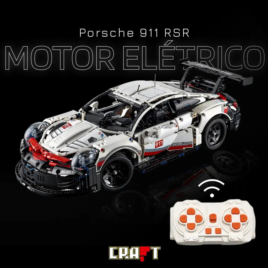 Super Kit Motor Elétrico para o Porsche 911 RSR Branco (1580 pcs) - Brics Craft